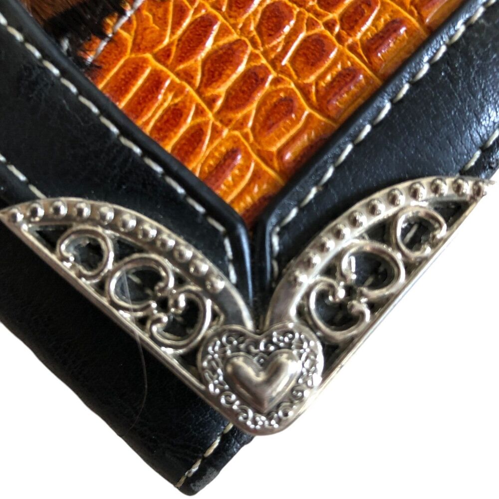 Brighton Western Animal Print Leather Wallet with Silver Heart‎ Accent $225 - Picture 5 of 13